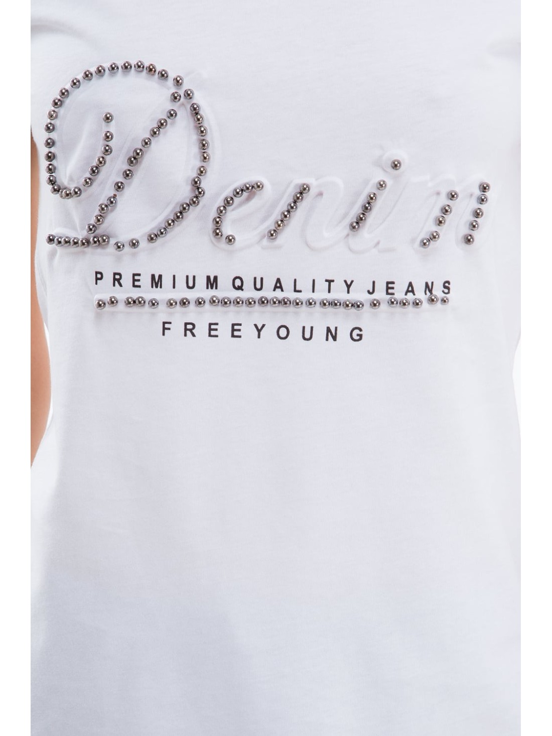 Weißes T-Shirt mit Perlen 8208 – Online-Shop – Boutique